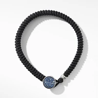 Streamline Woven Bracelet in Black Nylon with Sapphires and Sterling Silver, 6mm