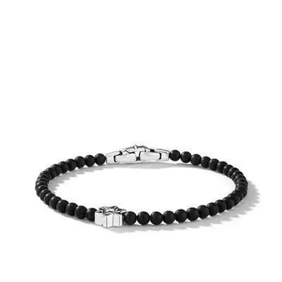 Spiritual Beads Star of David Bracelet in Sterling Silver with Black Onyx