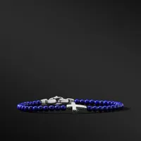 Spiritual Beads Cross Station Bracelet in Sterling Silver with Lapis