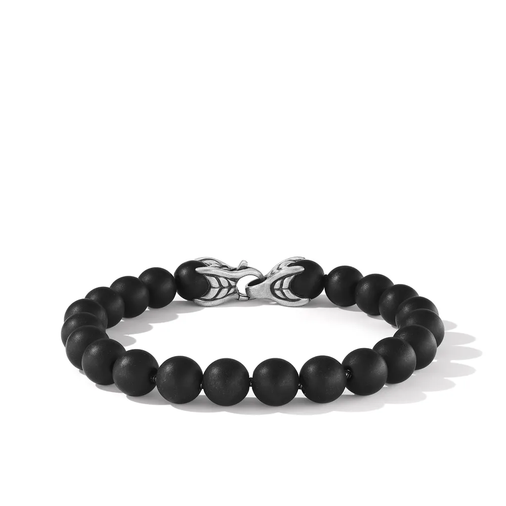 Spiritual Beads Bracelet in Sterling Silver with Black Onyx