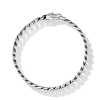 Curb Chain Bracelet in Sterling Silver with Sapphires, 8mm