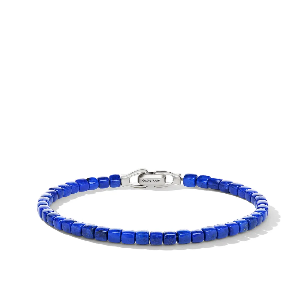 Spiritual Beads Cushion Bracelet in Sterling Silver with Lapis