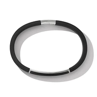 Streamline ID Bracelet in Black Rubber with Black Onyx and Sterling Silver, 8mm