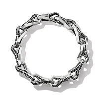 Faceted Link Bracelet in Sterling Silver with Black Diamonds, 12.5mm