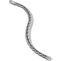 Box Chain Bracelet in Sterling Silver with Black Diamonds, 7.3mm