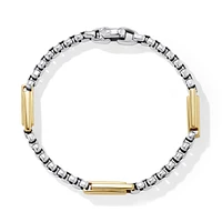 Streamline® Station Box Chain Bracelet in Sterling Silver with 18K Yellow Gold
