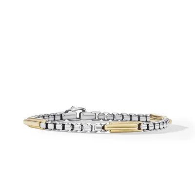 Streamline® Station Box Chain Bracelet in Sterling Silver with 18K Yellow Gold