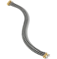 Three Row Box Chain Bracelet in Grey Titanium with 18K Yellow Gold
