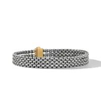 Three Row Box Chain Bracelet in Grey Titanium with 18K Yellow Gold