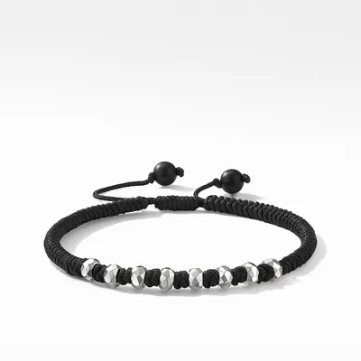 Fortune Woven Bracelet with Black Nylon and Black Onyx