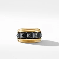 Pyramid Signet Ring in Black Titanium with 18K Yellow Gold