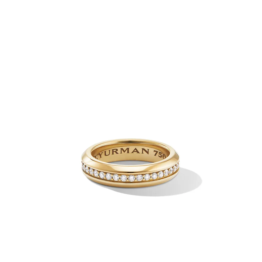 Streamline® Band Ring in 18K Yellow Gold with Pavé Diamonds