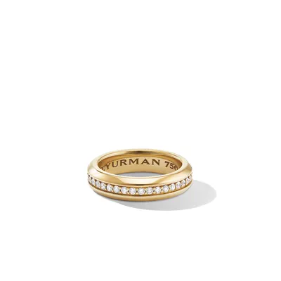 Streamline Band Ring in 18K Yellow Gold with Diamonds, 6mm