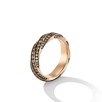 Cable Edge Band Ring in 18K Rose Gold with Cognac Diamonds