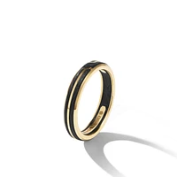 Forged Carbon Band Ring in 18K Yellow Gold