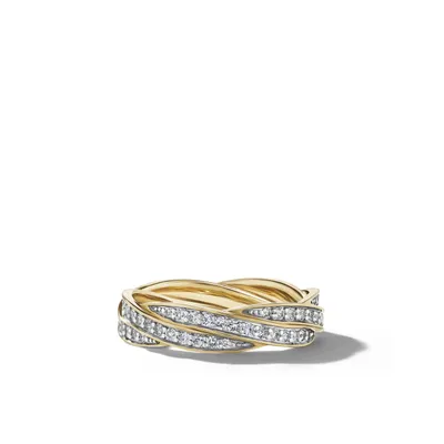 DY Helios? Band Ring in 18K Yellow Gold with Pavé Diamonds