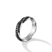 Cable Edge Band Ring in Sterling Silver with Black Diamonds