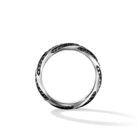 Cable Edge Band Ring in Sterling Silver with Black Diamonds