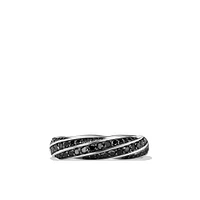 Cable Edge Band Ring in Sterling Silver with Black Diamonds