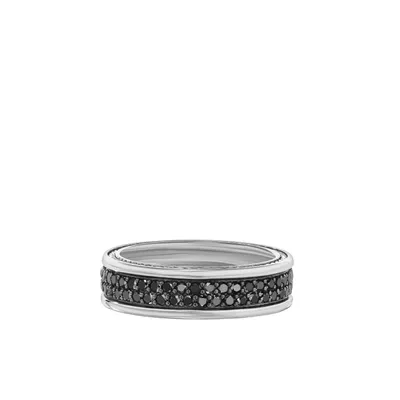 Streamline® Two Row Band Ring in Sterling Silver with Pavé Black Diamonds