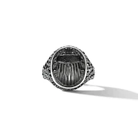 Petrvs Scarab Signet Ring in Sterling Silver with Black Onyx and Black Diamonds, 21.5mm