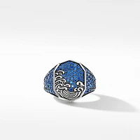 Waves Signet Ring with Pavé Sapphires