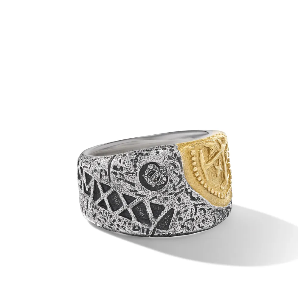 Shipwreck Cigar Band Ring in Sterling Silver with 18K Yellow Gold