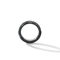 Beveled Band Ring in Black Titanium with Half Pavé Black Diamonds, 6mm
