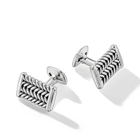Chevron Cufflinks in Sterling Silver, 22.8mm