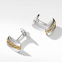 Cable Cufflinks in Sterling Silver with 18K Yellow Gold