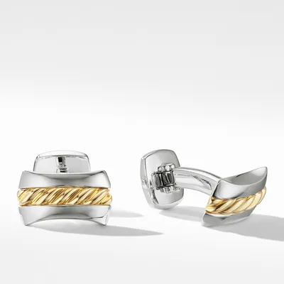 Cable Cufflinks in Sterling Silver with 18K Yellow Gold