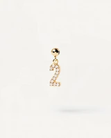 PDPAOLA Sterling Silver And 18K Gold Plating with White Zirconia Number Two Charm