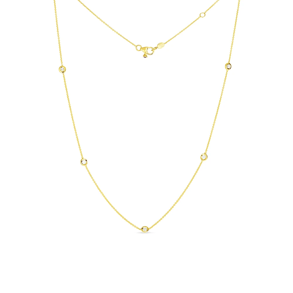 18K GOLD DIAMONDS BY THE INCH 5 STATION NECKLACE - 18K Yellow Gold