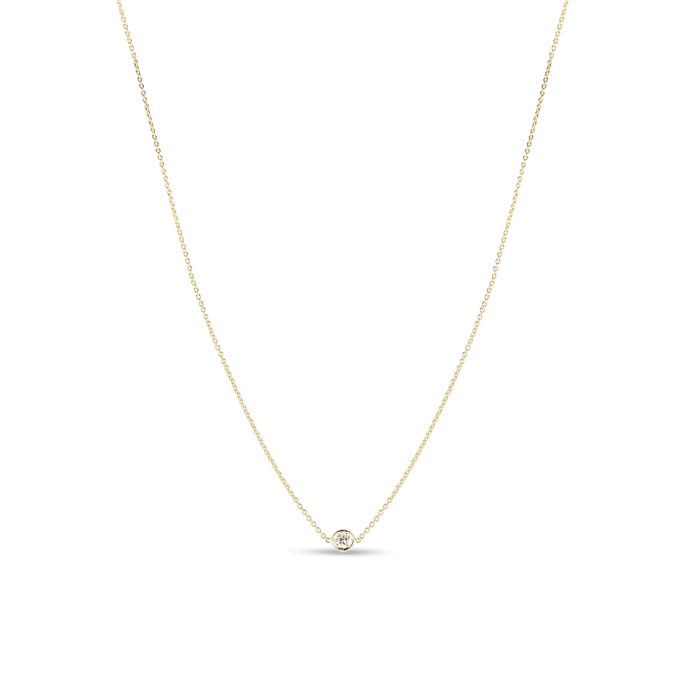 18K Yellow Gold Diamonds by the Inch Single Station Necklace, 0.10 TW 18 Inches