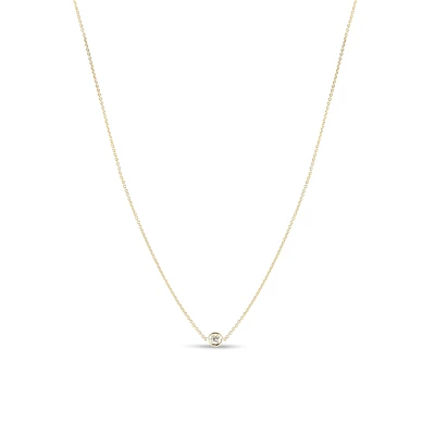 18K Yellow Gold Diamonds by the Inch Single Station Necklace, 0.10 TW 18 Inches