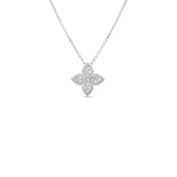 18K WHITE GOLD PRINCESS FLOWER MEDIUM DIAMOND NECKLACE