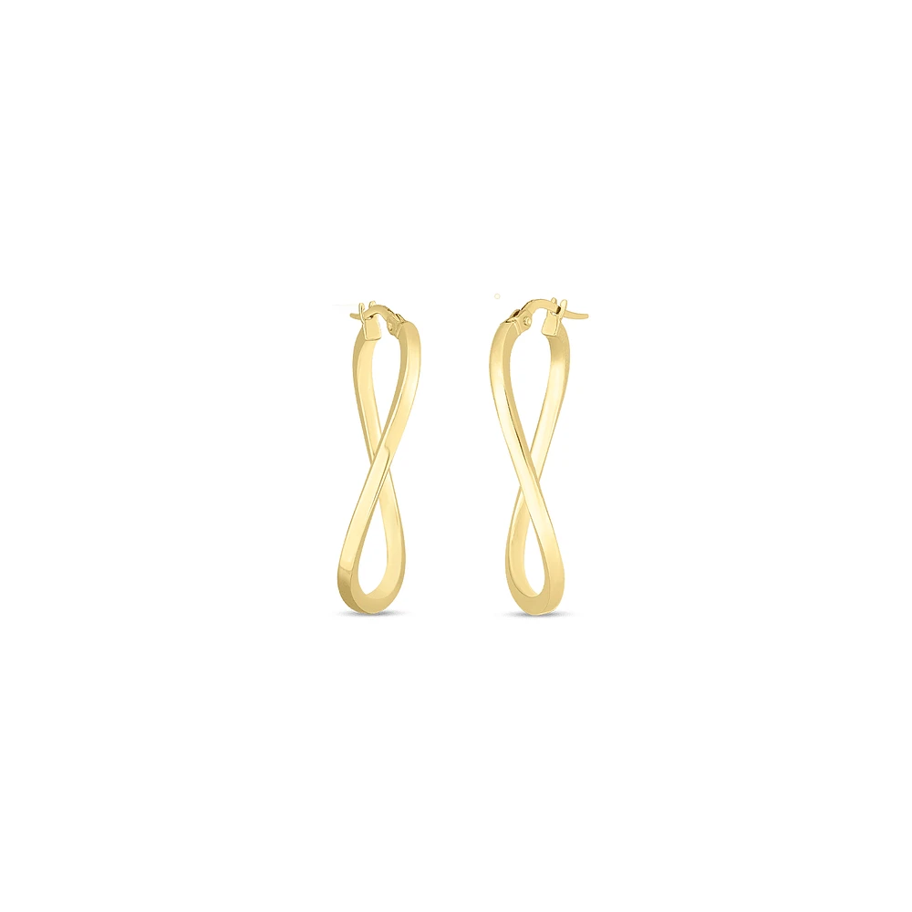 18K YELLOW DESINGER GOLD TWIST HOOP EARRINGS