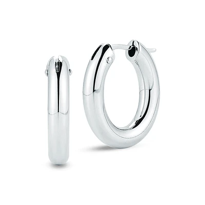 18K DESIGNER GOLD MEDIUM ROUNDED OVAL THE PERFECT HOOP® EARRINGS - 18K White Gold