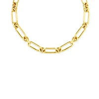 18K YELLOW DESIGNER GOLD OVAL & ROUND LINK NECKLACE