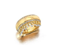 Cigar Band Ring With Floating Diamonds