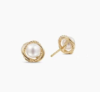 Crossover Infinity Pearl Stud Earrings