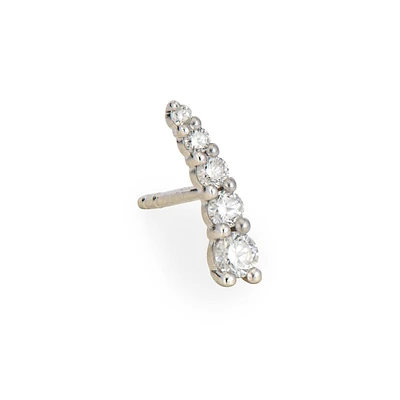 Three Stories 14K white gold single crawler earring