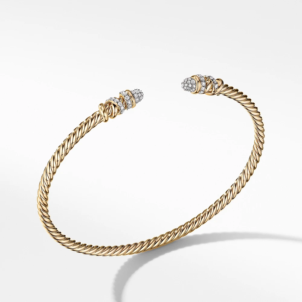 Cable Edge Bracelet in 18K Yellow Gold with Diamonds