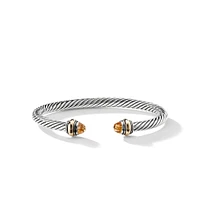 Classic Cable Bracelet in Sterling Silver with 14K Yellow Gold and Citrine