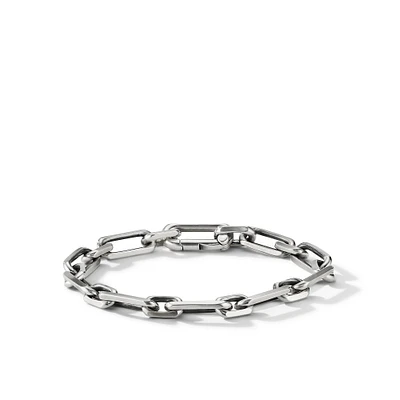 Elongated Open Link Chain Bracelet in Sterling Silver, 8mm