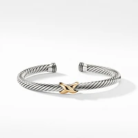 X Classic Cable Station Bracelet in Sterling Silver with 14K Yellow Gold
