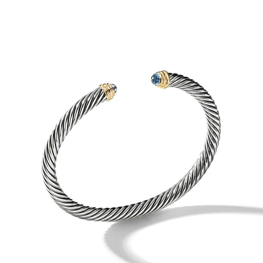 Cable Edge Bracelet in Sterling Silver with Diamonds