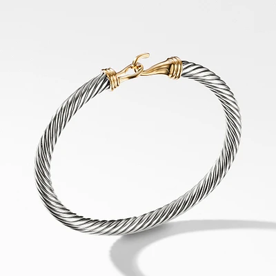 Buckle Classic Cable Bracelet in Sterling Silver with 14K Yellow Gold