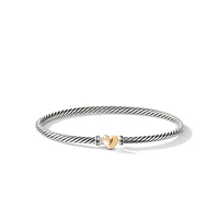 Cable Collectibles Heart Bracelet in Sterling Silver with 18K Yellow Gold