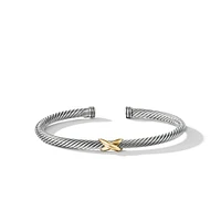 Classic Cable Station Bracelet in Sterling Silver with 18K Yellow Gold